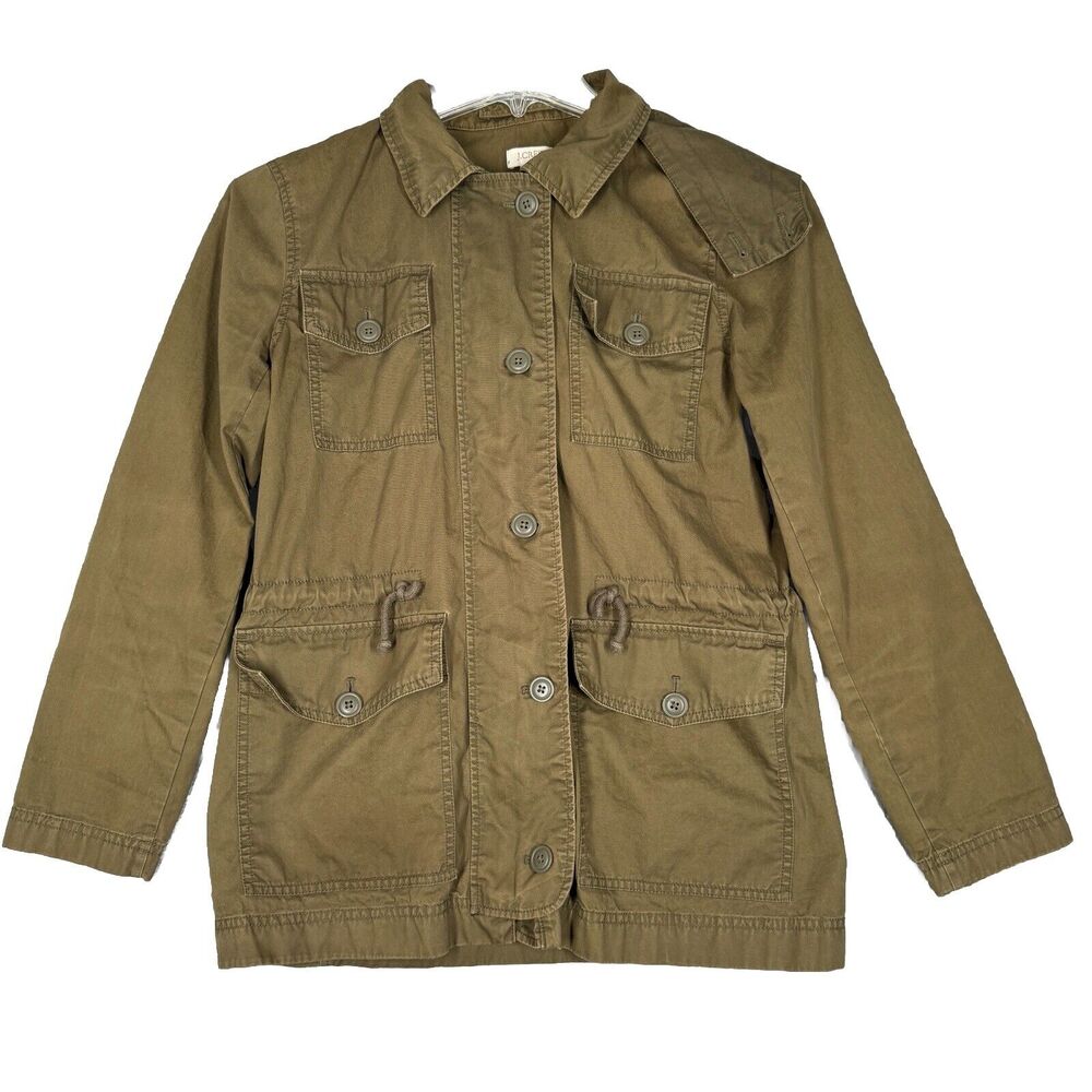 J‎ Crew Jacket Women Small Army Green Boyfriend Fatigue Jacket Military Utility